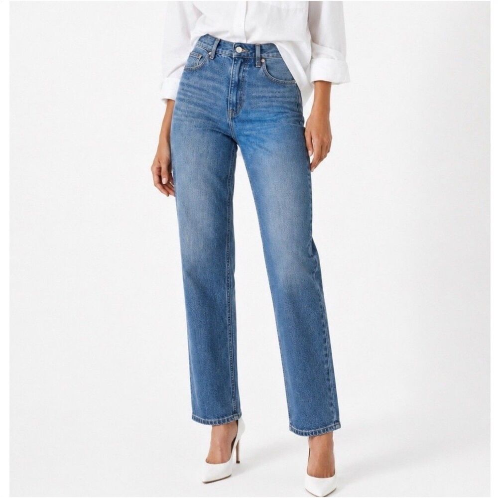 SPANX Shape Authentic 360 Jeans 90s Straight Leg High Rise Pull On Women XL Tall